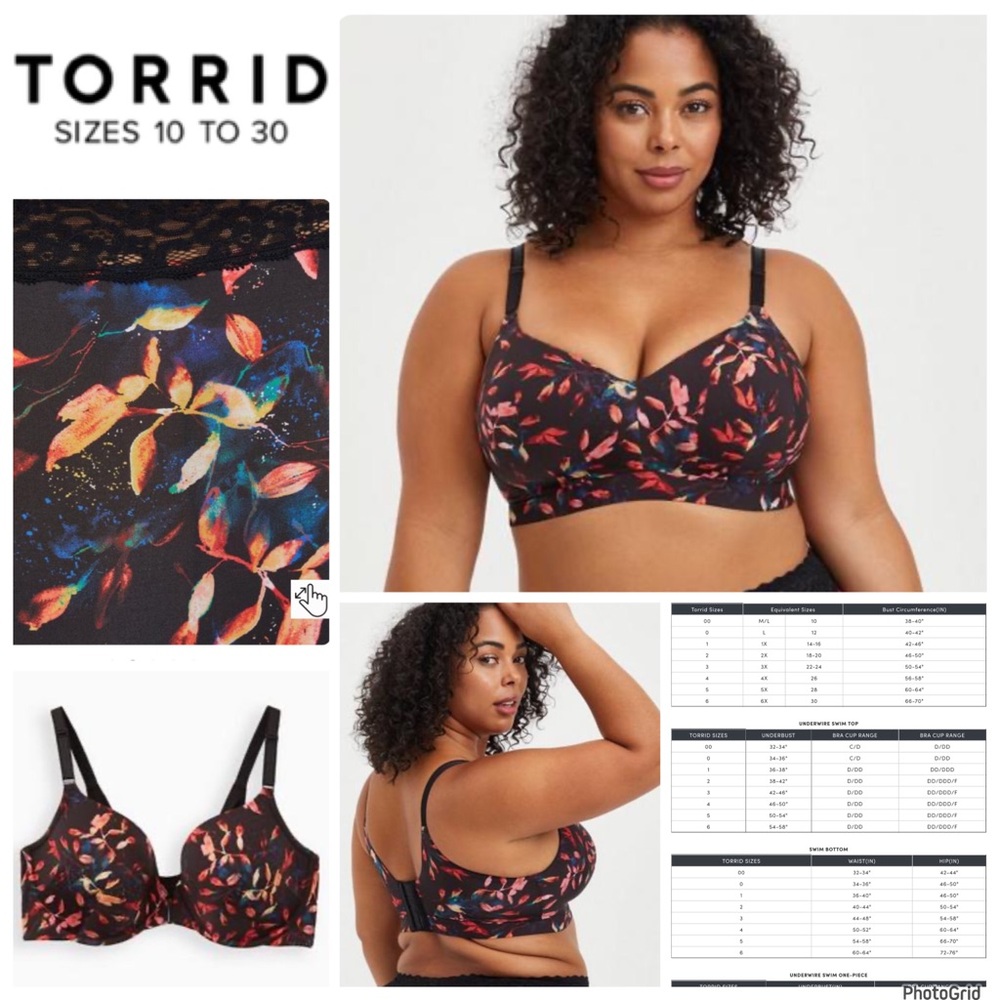 Torrid 42C plus size falling leaves bra